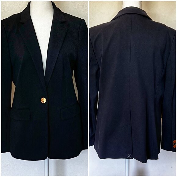 NWT ANN TAYLOR Notched One Button Blazer - Deep Navy  |10P - Picture 4 of 15